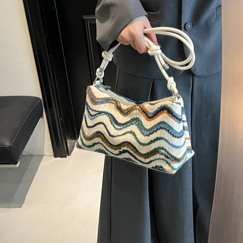 Black Printed Two Handles Sling Bag