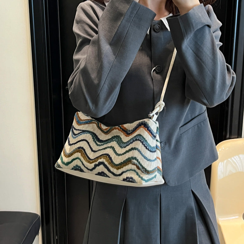 Black Printed Two Handles Sling Bag