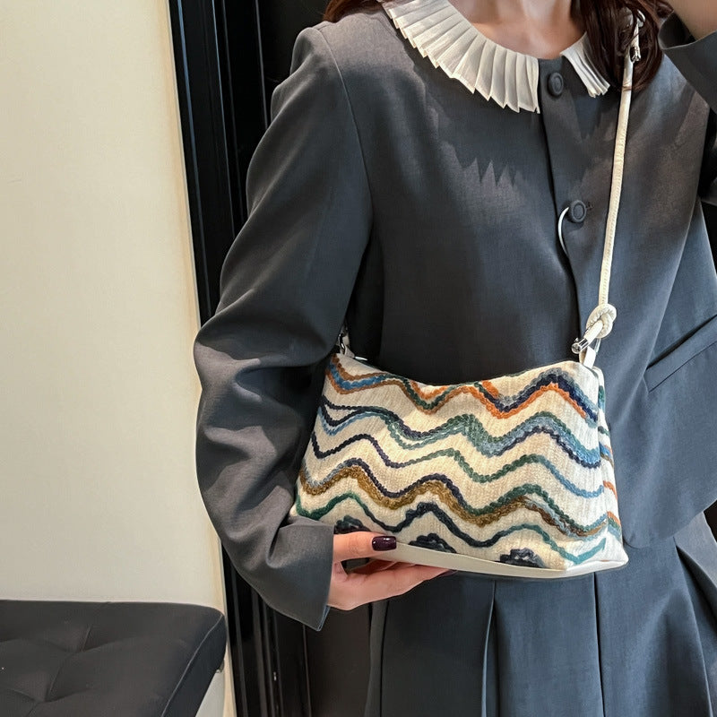 Black Printed Two Handles Sling Bag