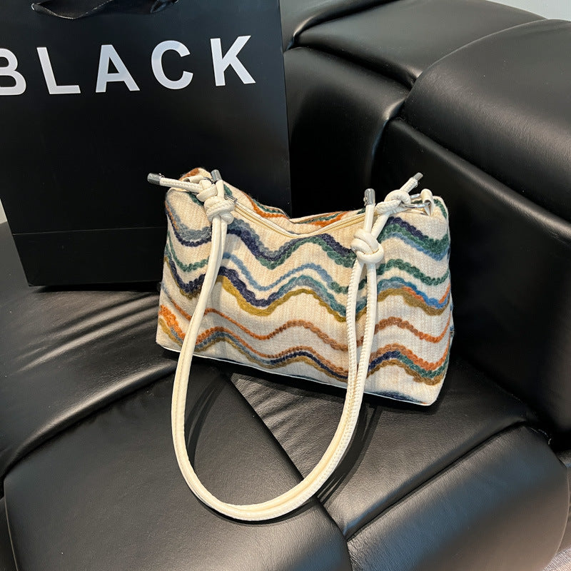 Black Printed Two Handles Sling Bag
