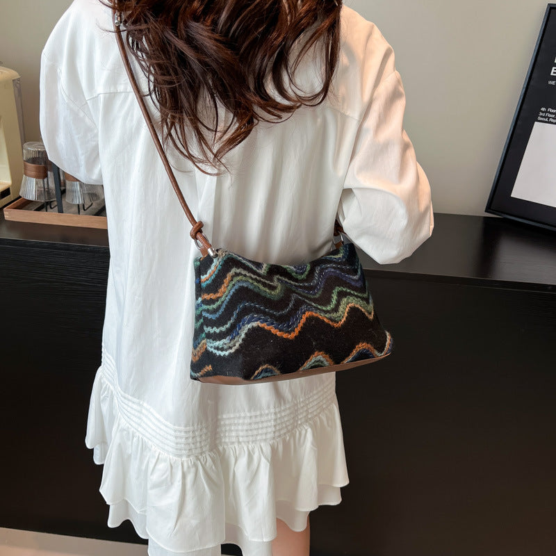 Black Printed Two Handles Sling Bag
