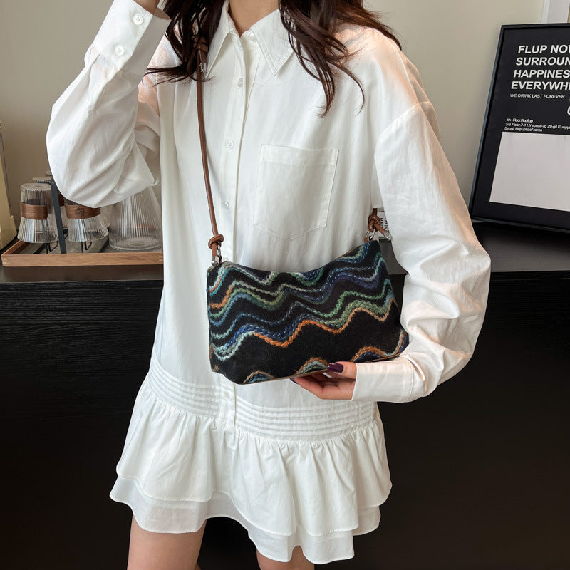 Black Printed Two Handles Sling Bag