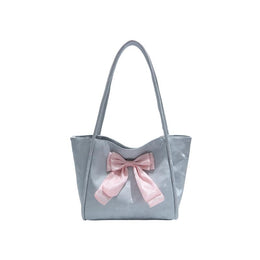 Black Solid Two Handles Handheld Bag