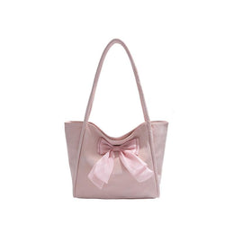 Black Solid Two Handles Handheld Bag