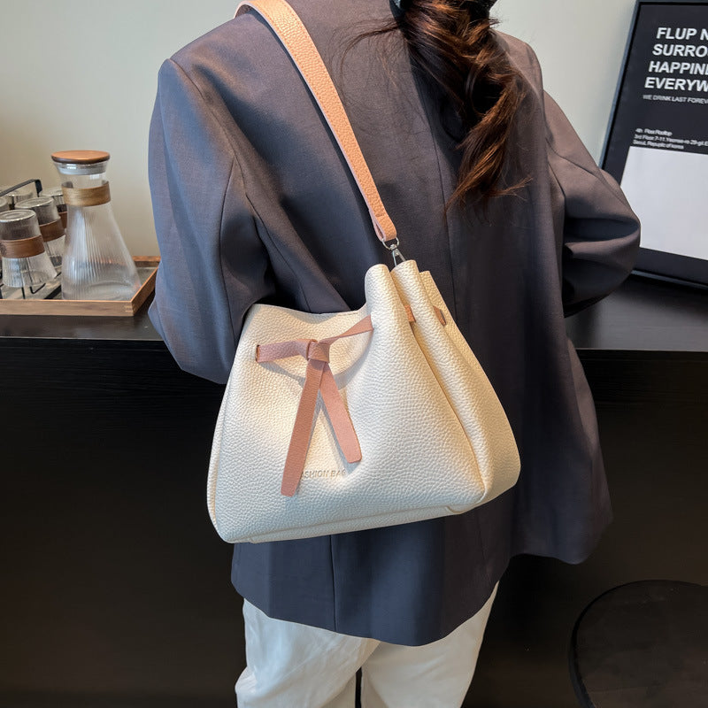 Black Solid One Handle Shoulder Bag