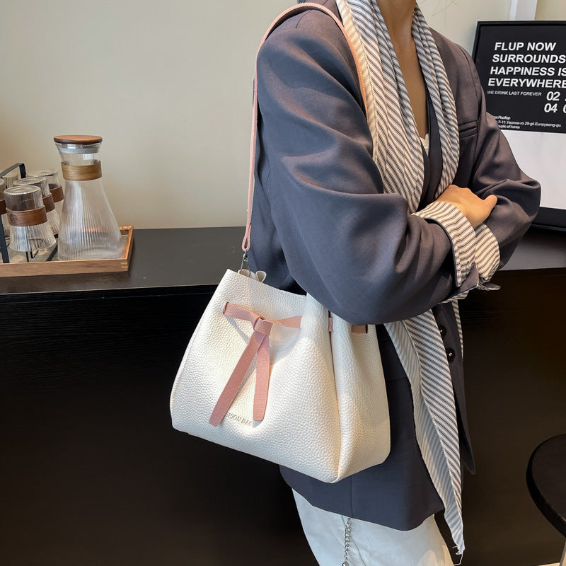 Black Solid One Handle Shoulder Bag