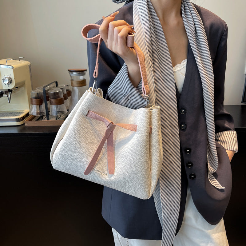 Black Solid One Handle Shoulder Bag