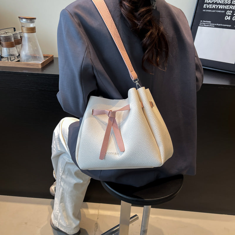 Black Solid One Handle Shoulder Bag