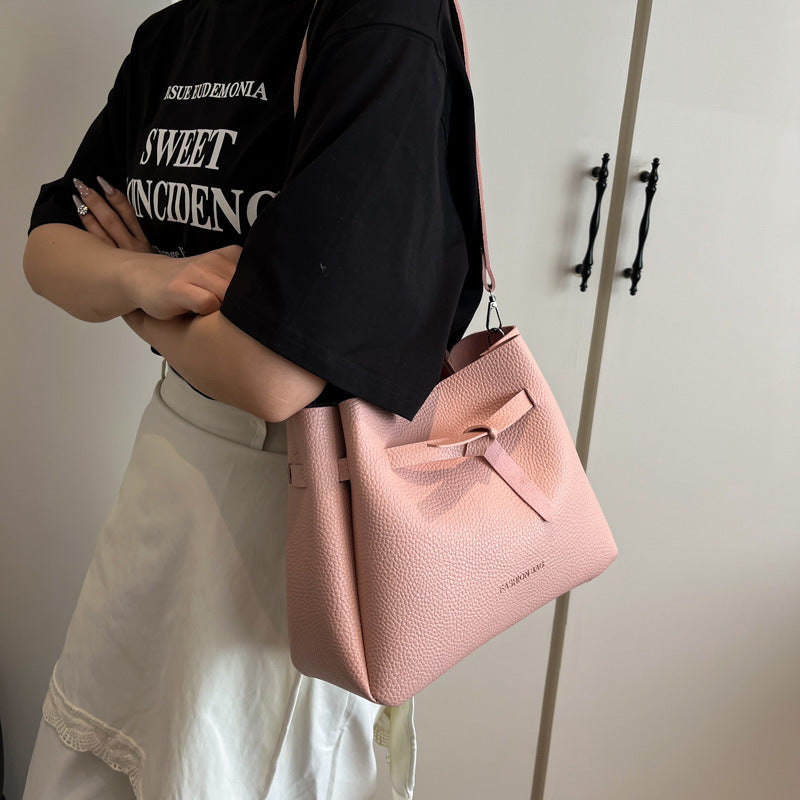Black Solid One Handle Shoulder Bag