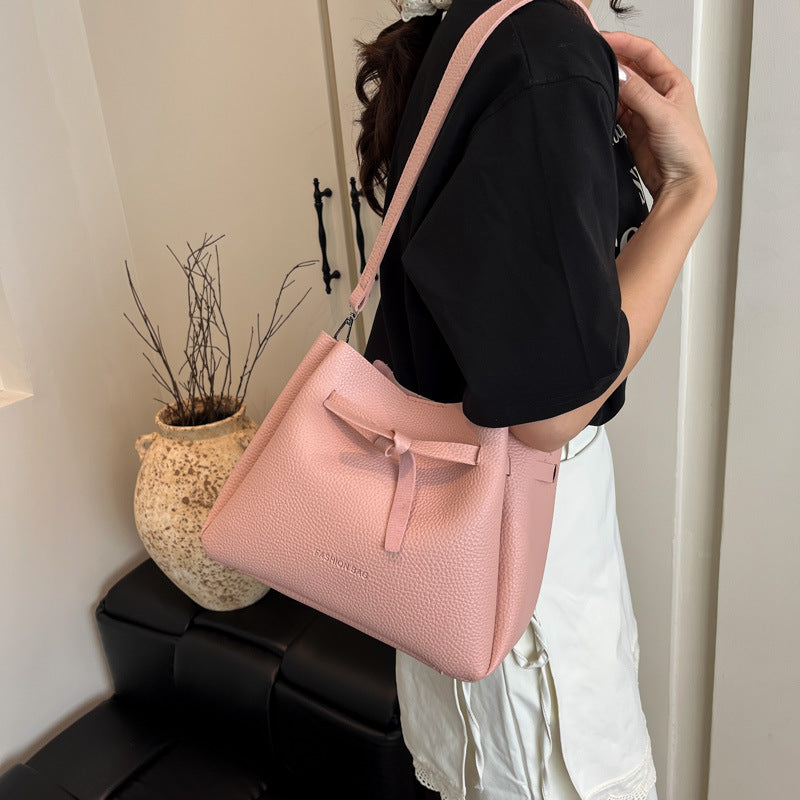 Black Solid One Handle Shoulder Bag