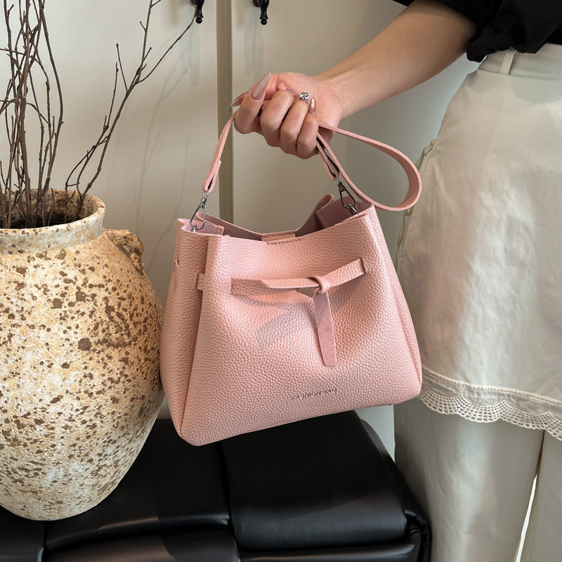Black Solid One Handle Shoulder Bag