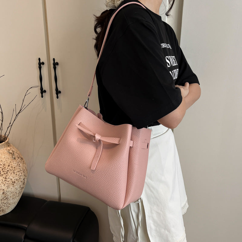 Black Solid One Handle Shoulder Bag
