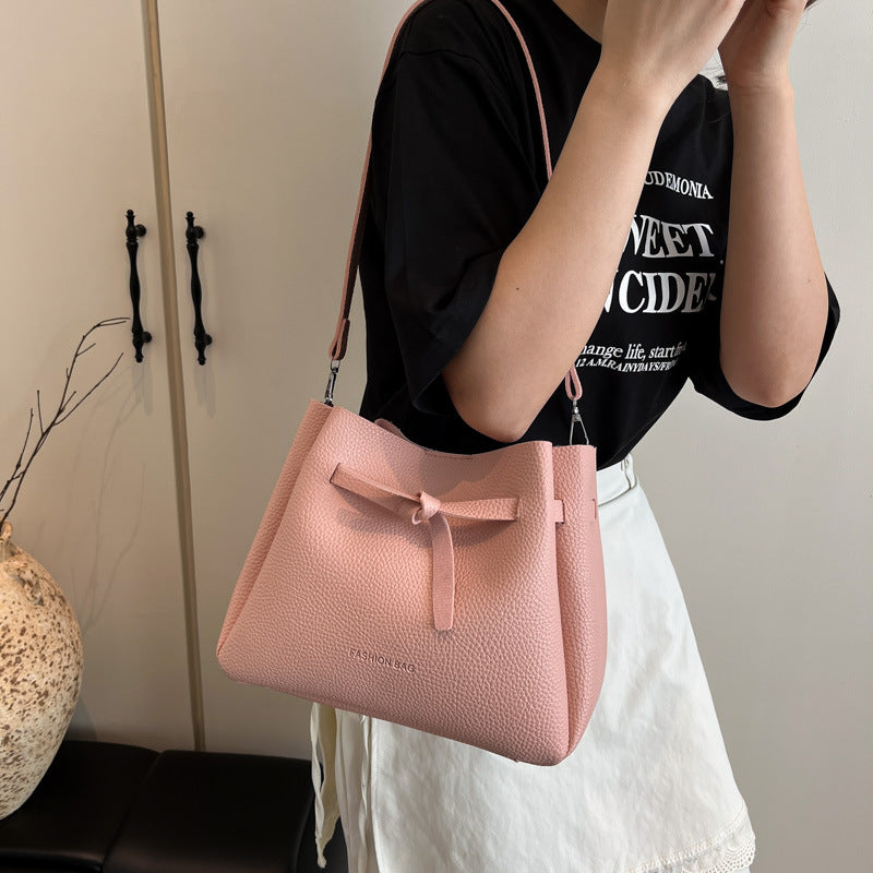 Black Solid One Handle Shoulder Bag