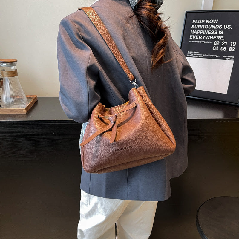 Black Solid One Handle Shoulder Bag