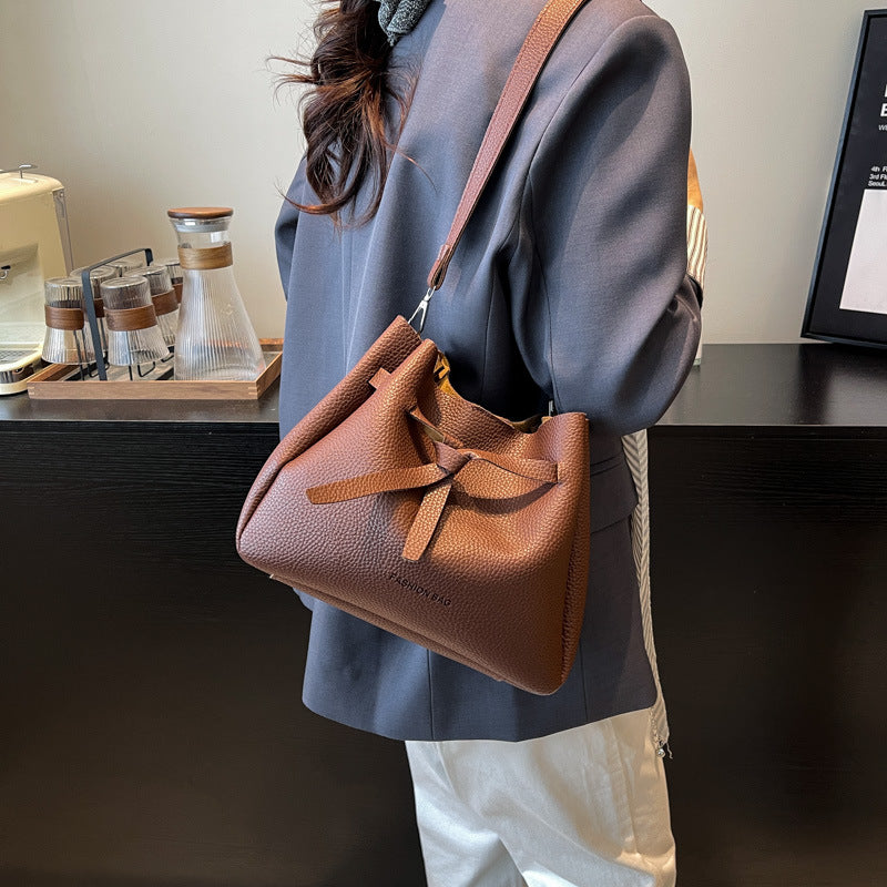 Black Solid One Handle Shoulder Bag