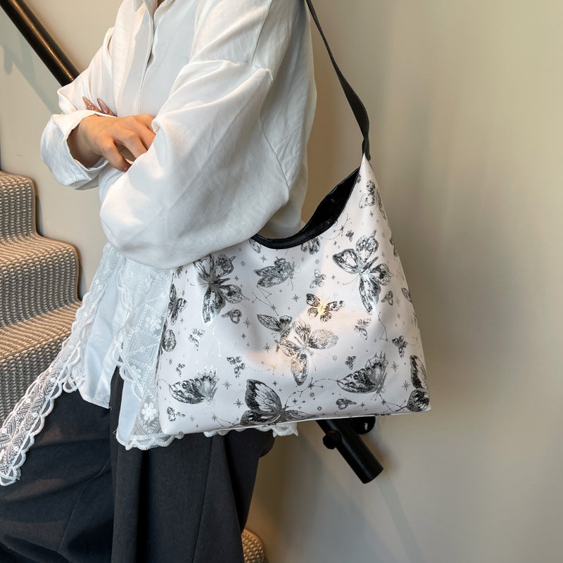 Black Printed One Handle Sling Bag