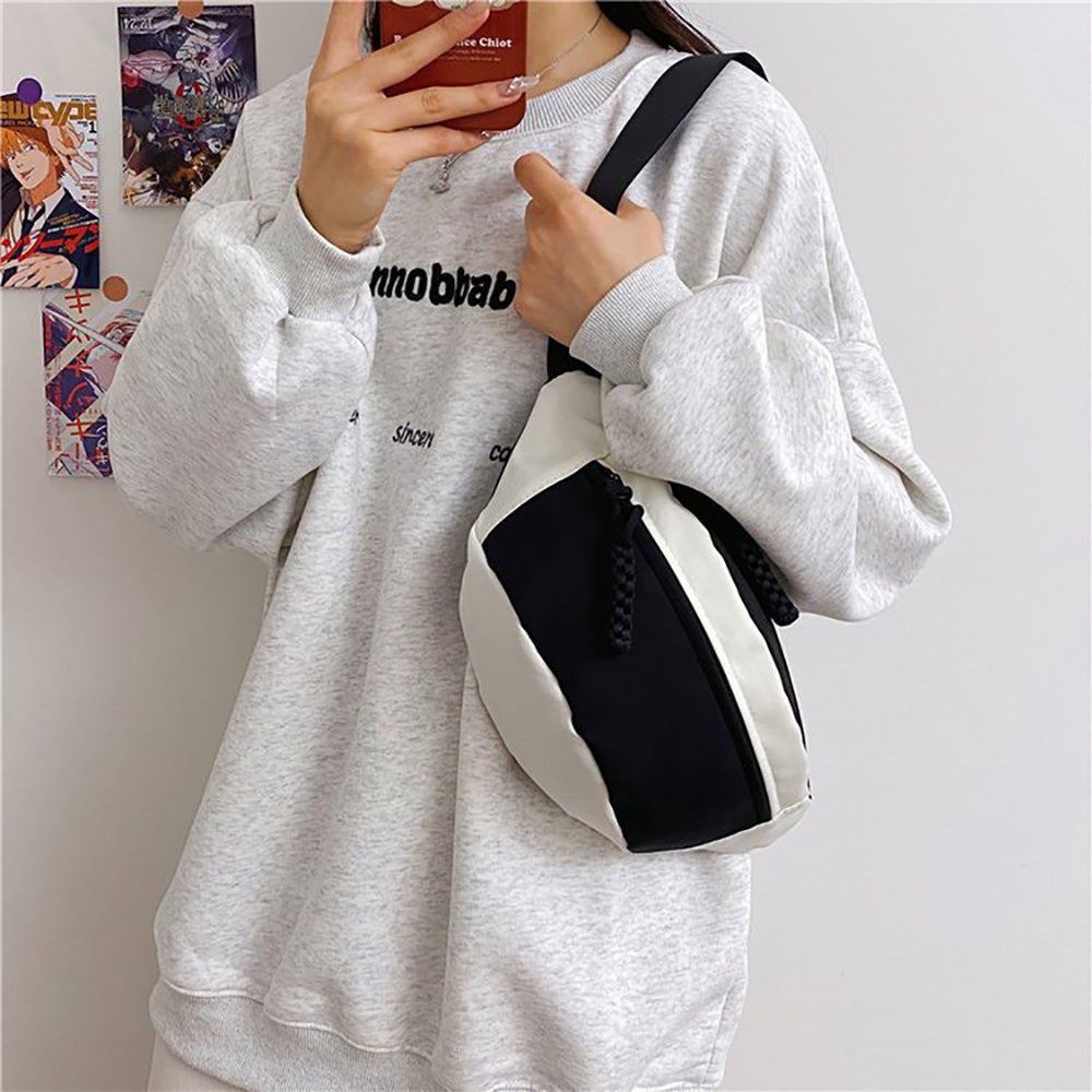 Colourblocked Hobo Bag with Applique