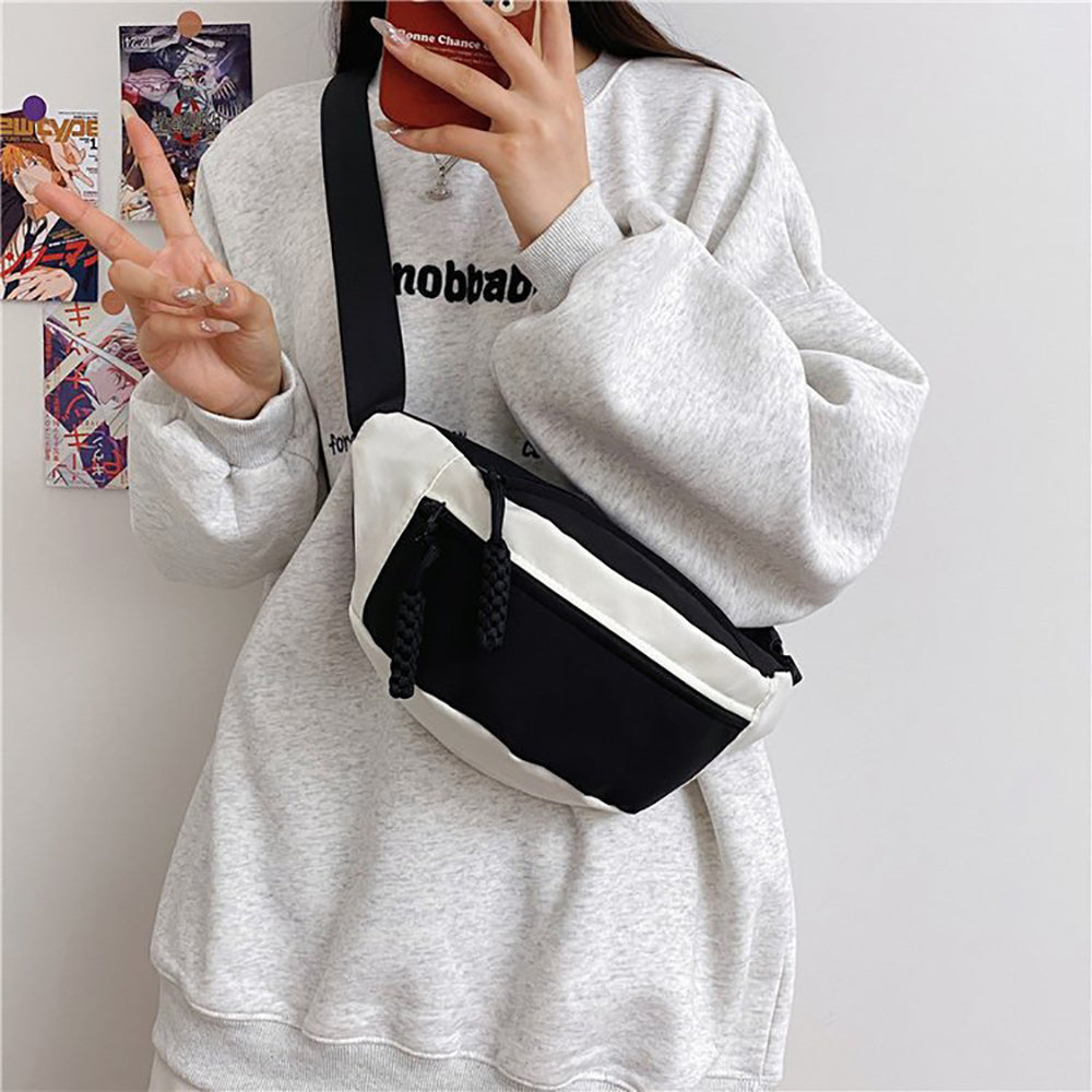Colourblocked Hobo Bag with Applique
