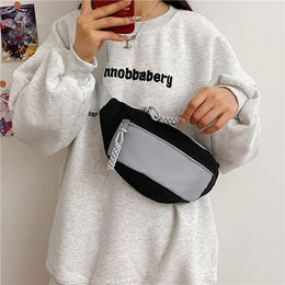 Colourblocked Hobo Bag with Applique