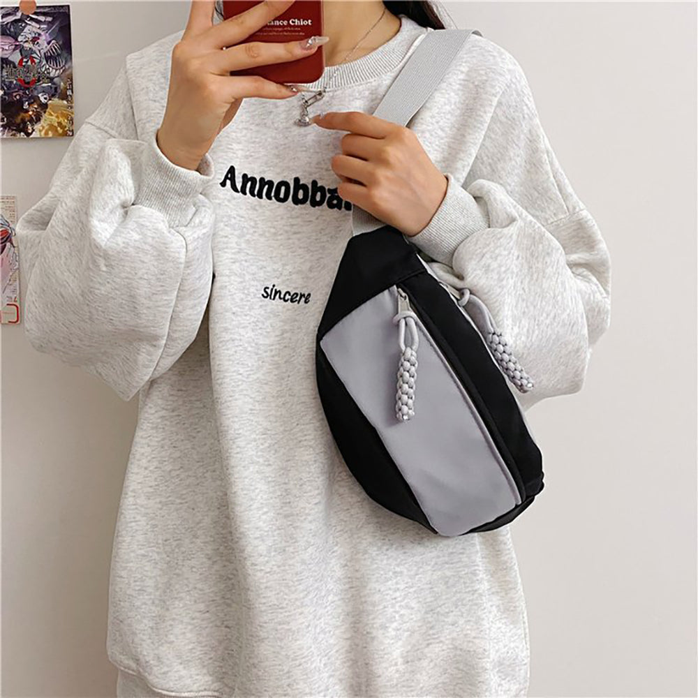 Colourblocked Hobo Bag with Applique