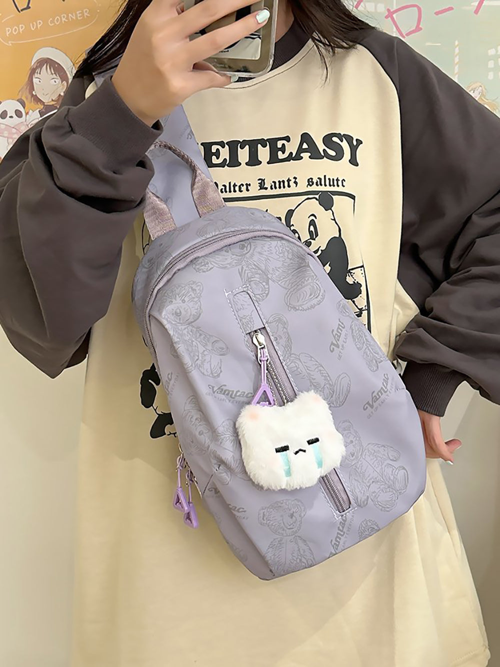 Printed Structured Shoulder Bag