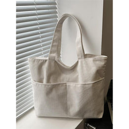 White Solid Two Handles Shoulder Bag