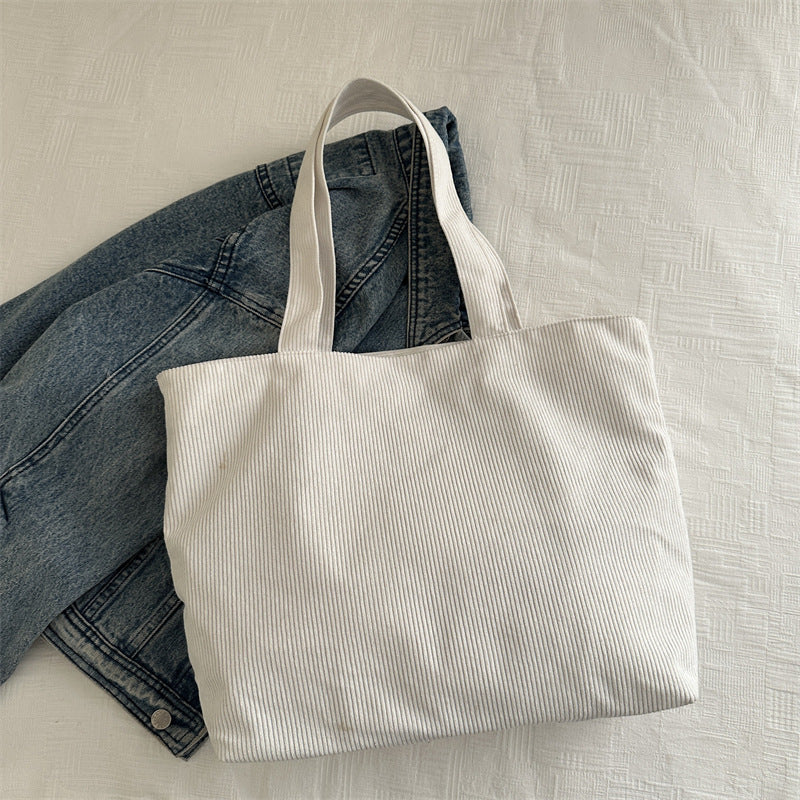 White Solid Two Handles Shoulder Bag