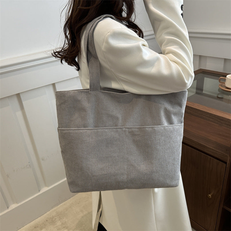 Grey Solid Two Handles Shoulder Bag