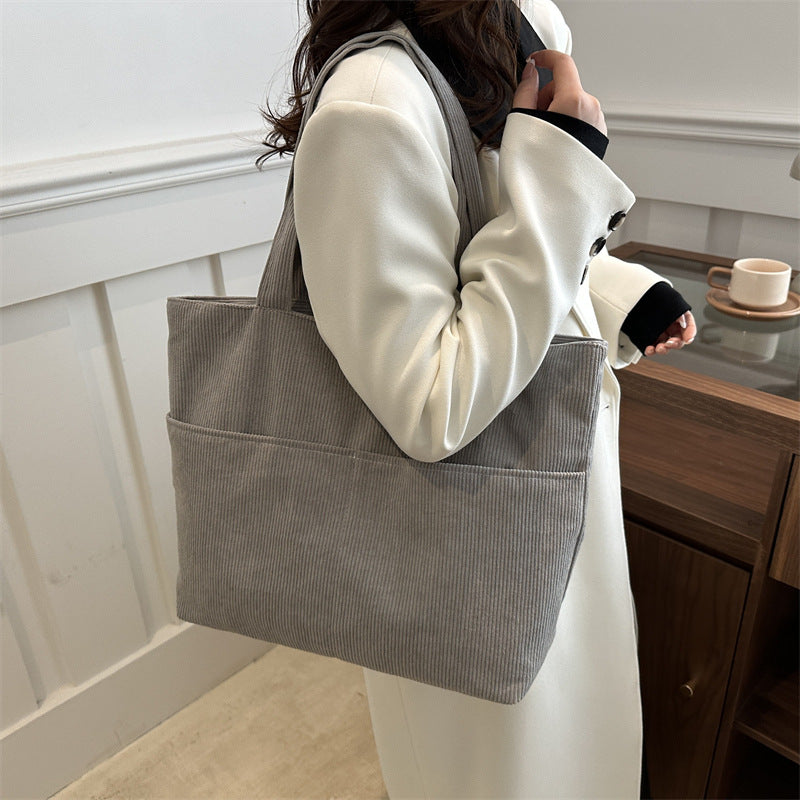 Grey Solid Two Handles Shoulder Bag
