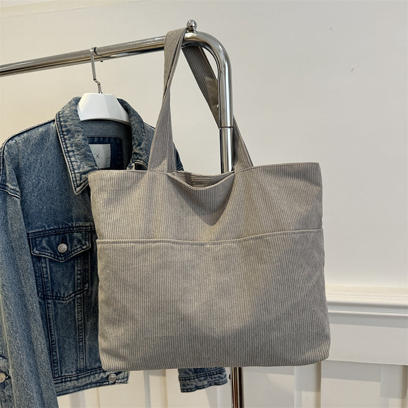Grey Solid Two Handles Shoulder Bag