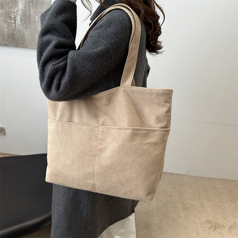 Khaki Solid Two Handles Shoulder Bag