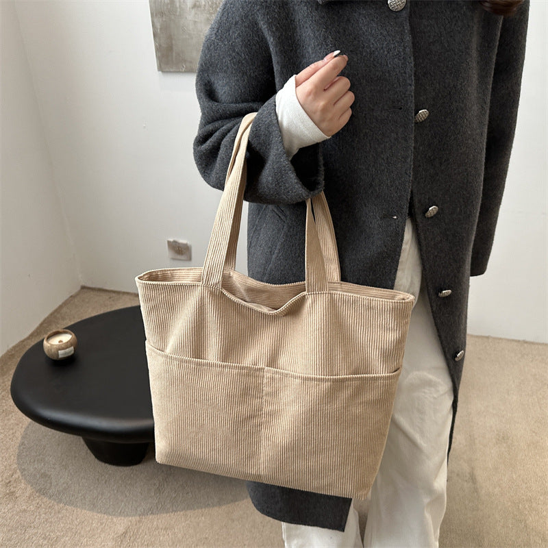 Khaki Solid Two Handles Shoulder Bag