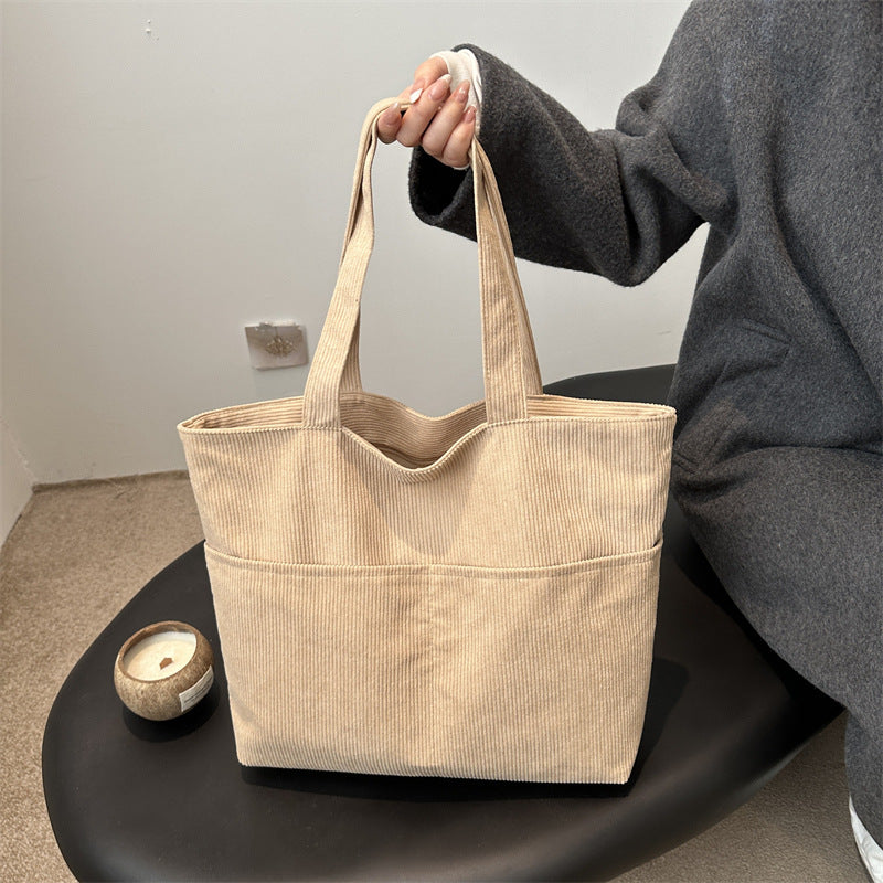 Khaki Solid Two Handles Shoulder Bag