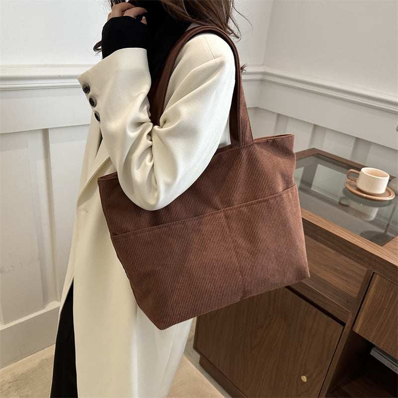 Brown Solid Two Handles Shoulder Bag