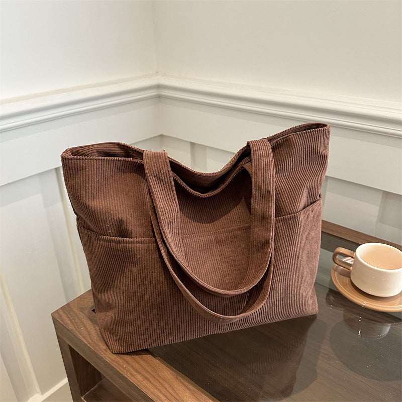 Brown Solid Two Handles Shoulder Bag