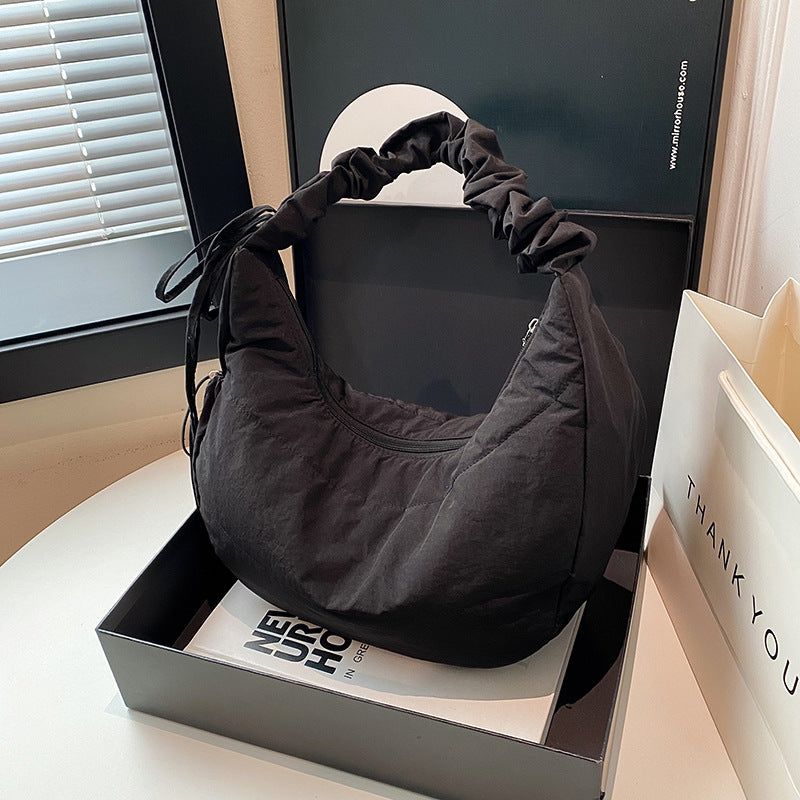 Black Solid One Handle Sling Bag