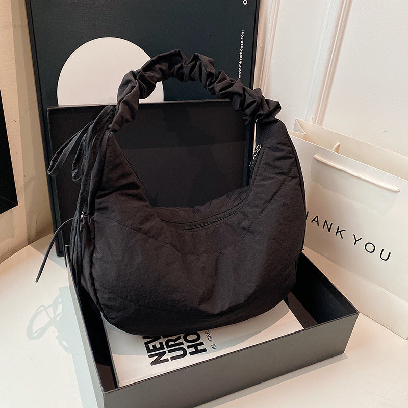 Black Solid One Handle Sling Bag