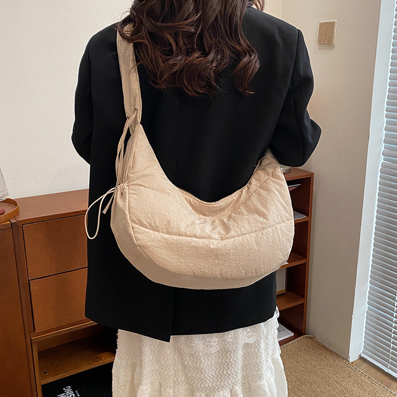 Khaki Solid One Handle Sling Bag