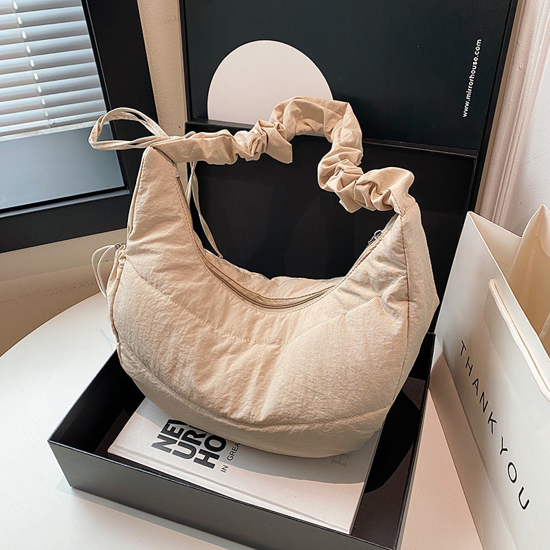 Khaki Solid One Handle Sling Bag