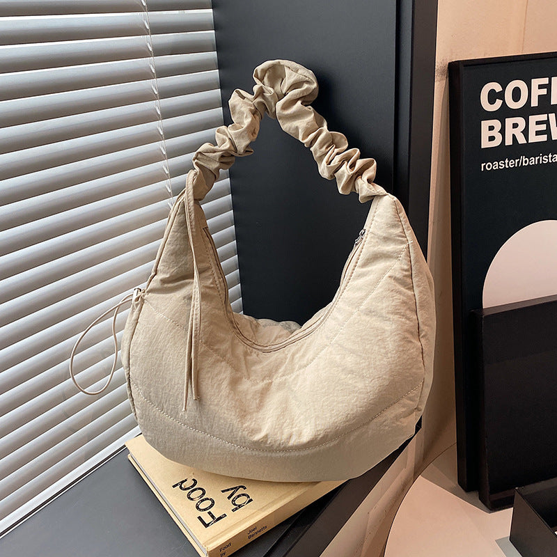 Khaki Solid One Handle Sling Bag