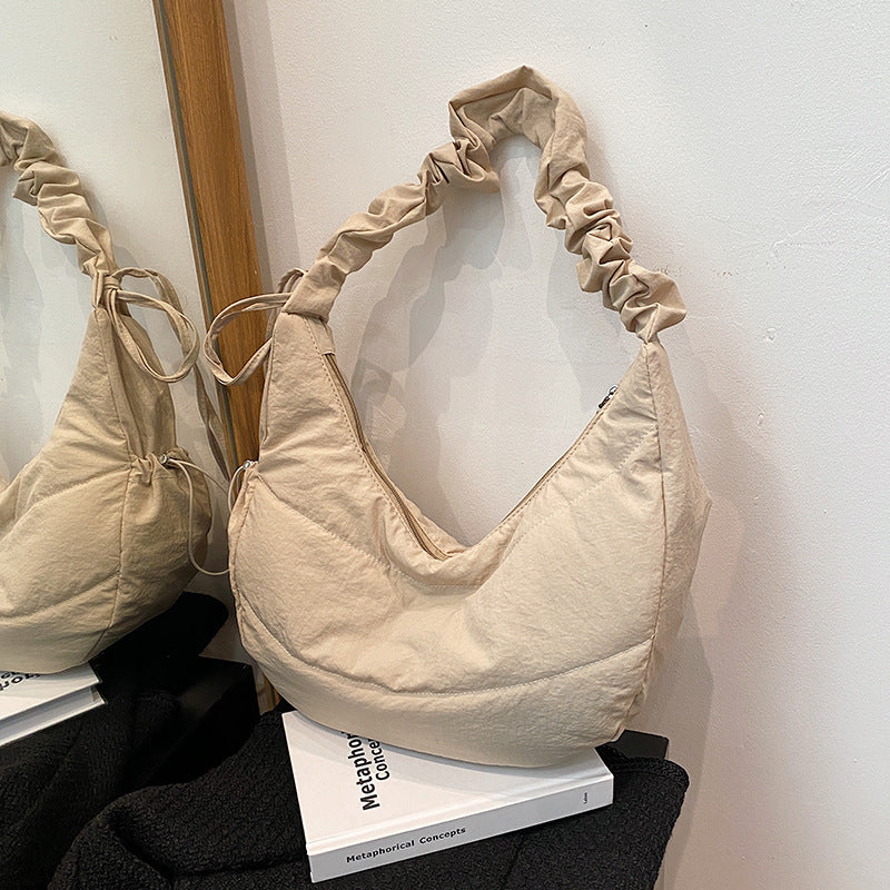 White Solid One Handle Sling Bag