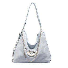 Black Solid One Handle Hobo Bag