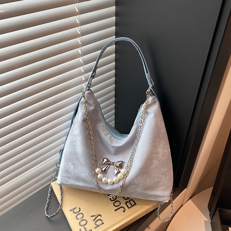 Black Solid One Handle Hobo Bag