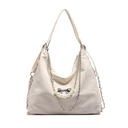 Black Solid One Handle Hobo Bag