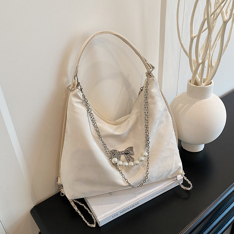 Black Solid One Handle Hobo Bag