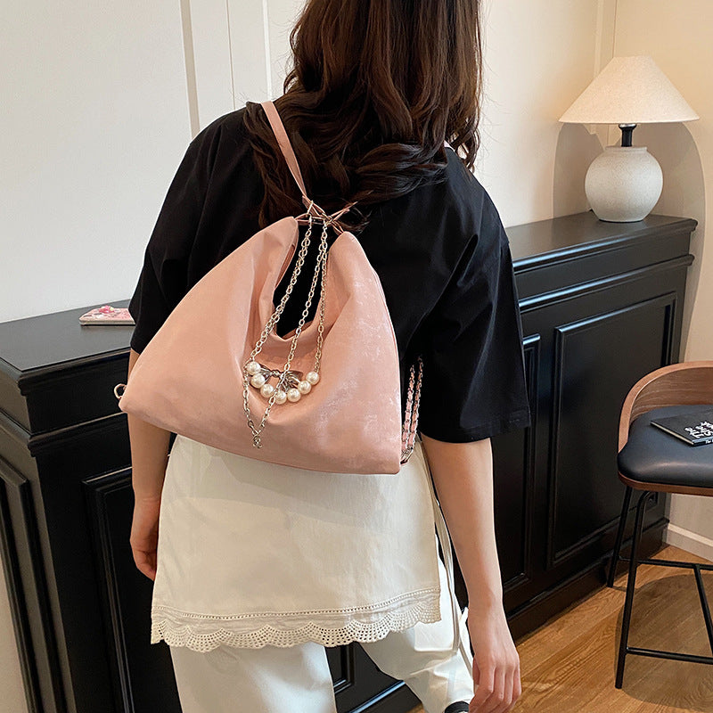 Black Solid One Handle Hobo Bag