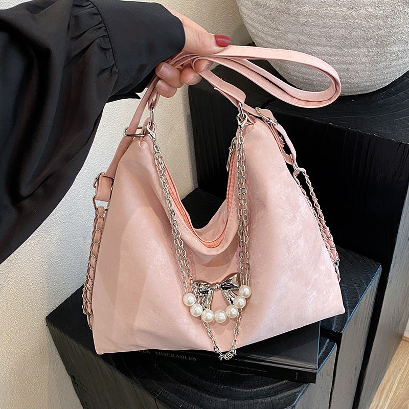 Black Solid One Handle Hobo Bag