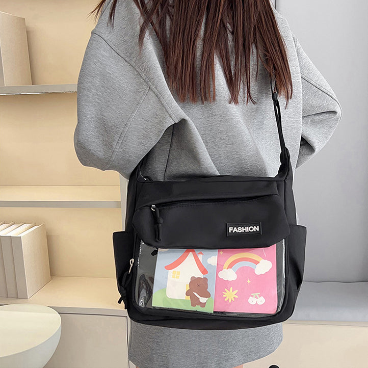 Black Solid One Handle Sling Bag
