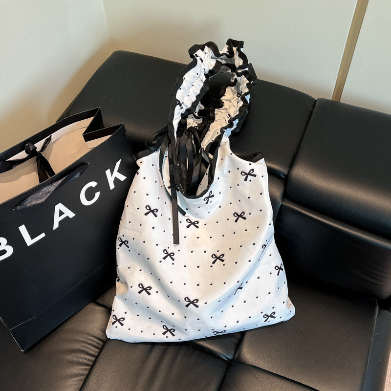 Black Printed One Handle Hobo Bag