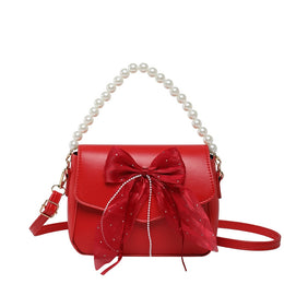 PU Bow Detail Structured Sling Bag